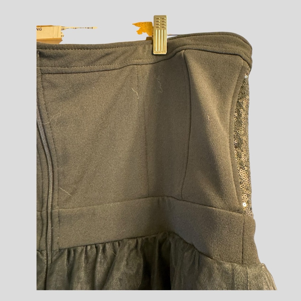 Michel Studio Women’s Dress Size 22 Black Strapless Sequins Tulle Skirt Lined - Picture 7 of 16